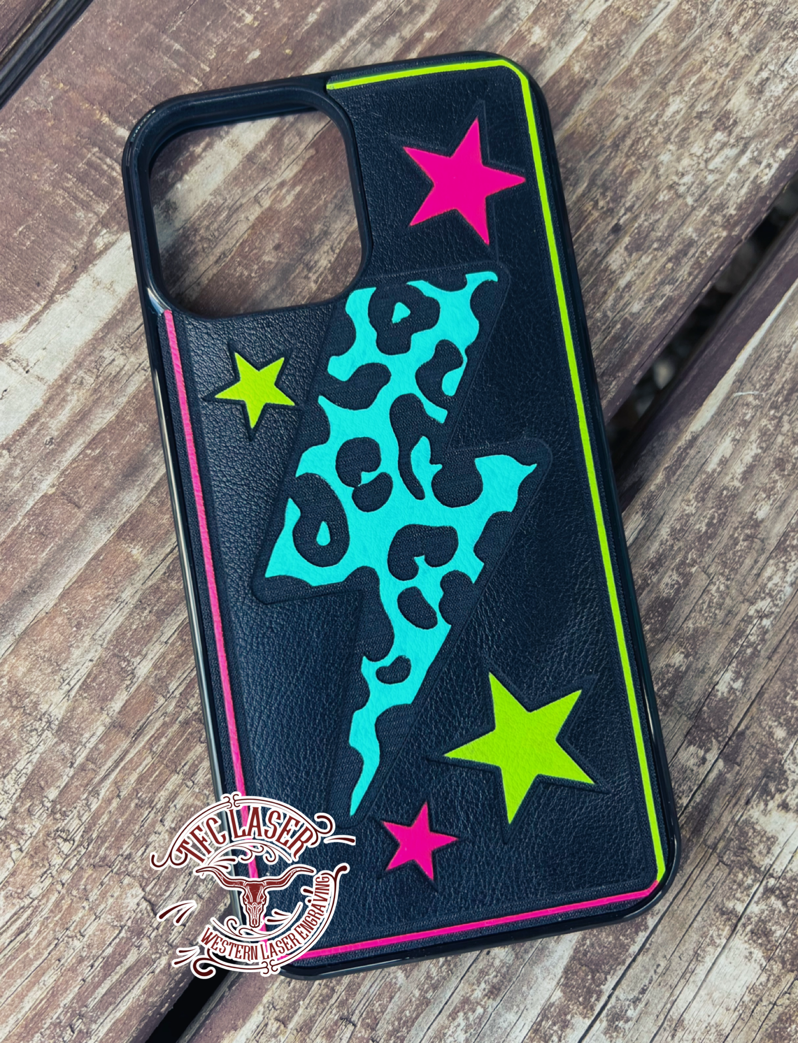 Neon Leopard Space Phone Case