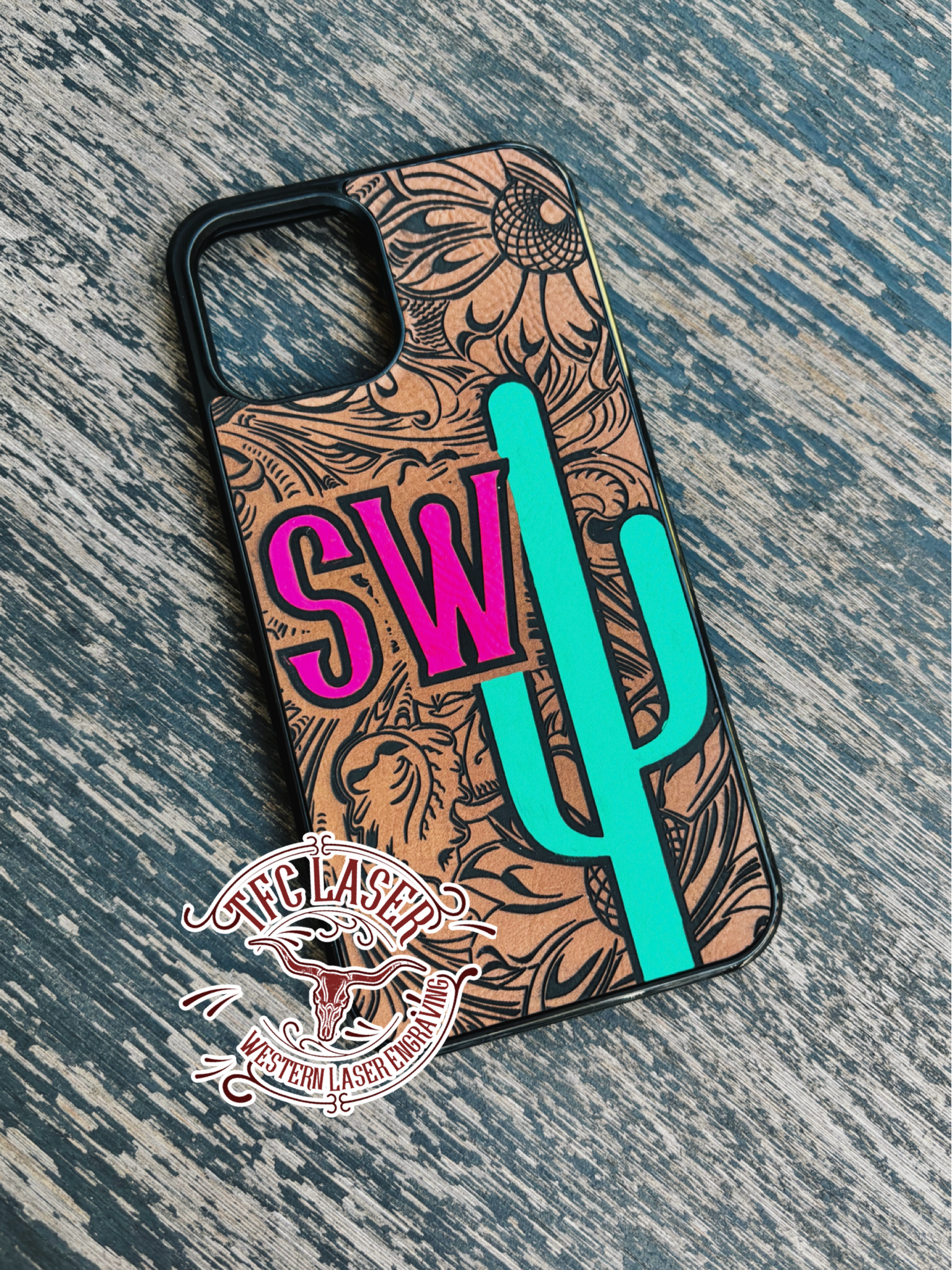 Cactus Initial Phone Case