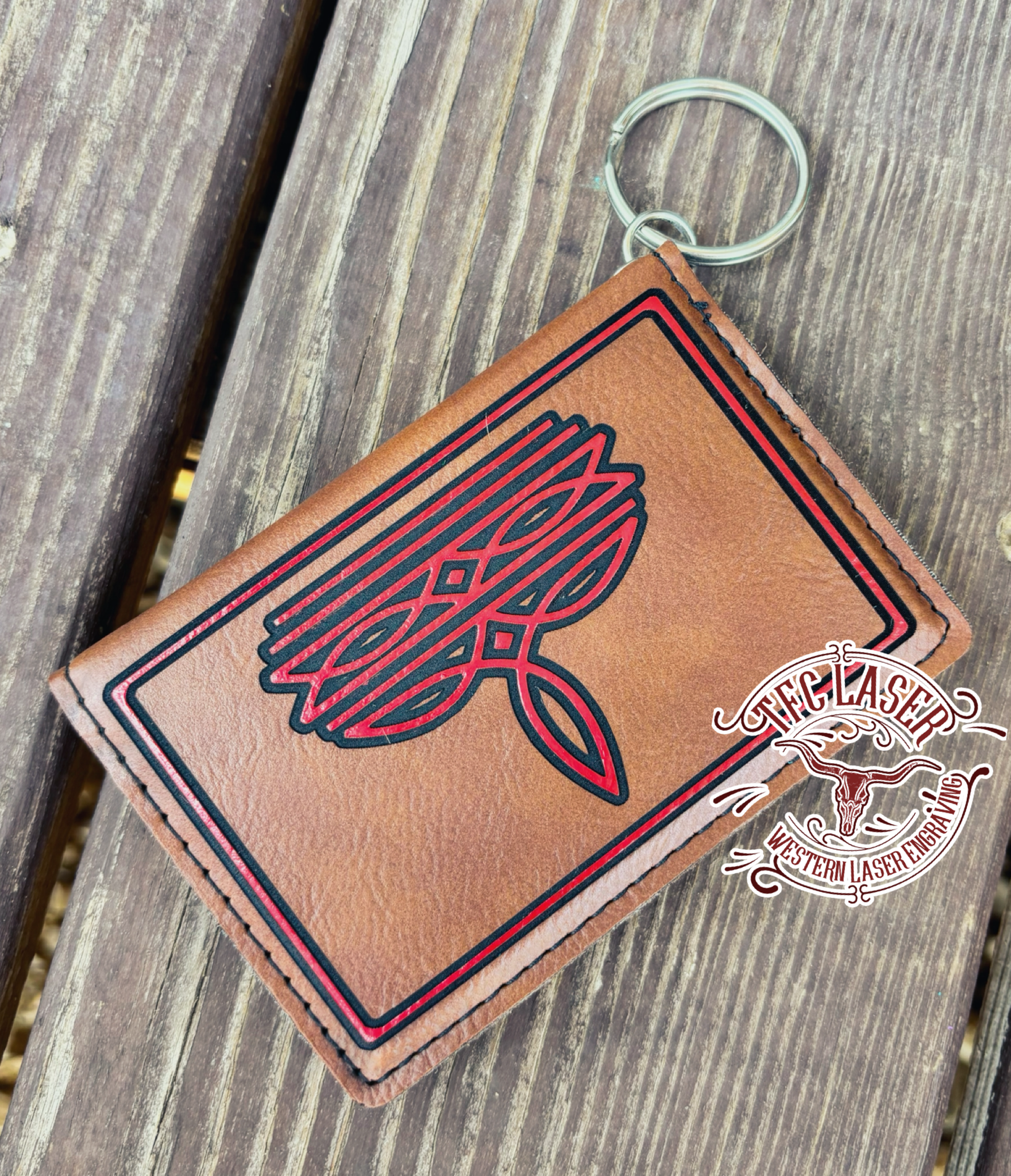 Red Bootstitch Keychain Wallet